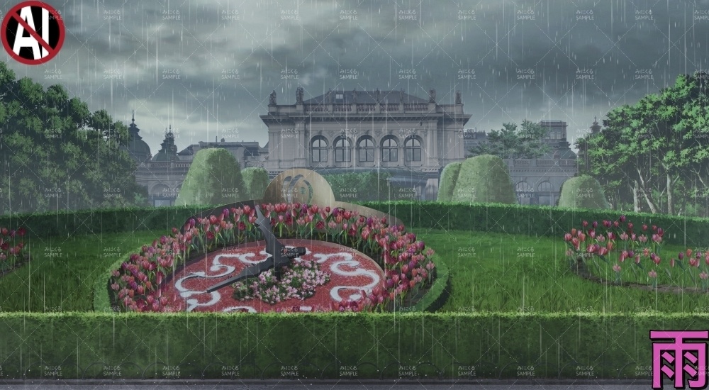 花時計の公園_春・文字あり/なし( ヨーロッパ風編part02-春-park_sp)