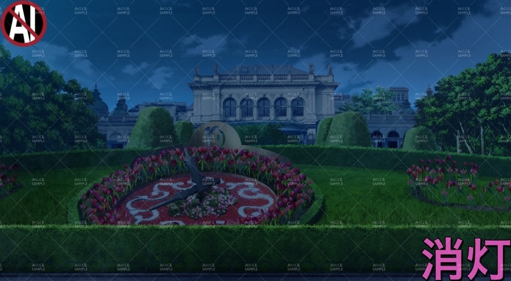 花時計の公園_春・文字あり/なし( ヨーロッパ風編part02-春-park_sp)