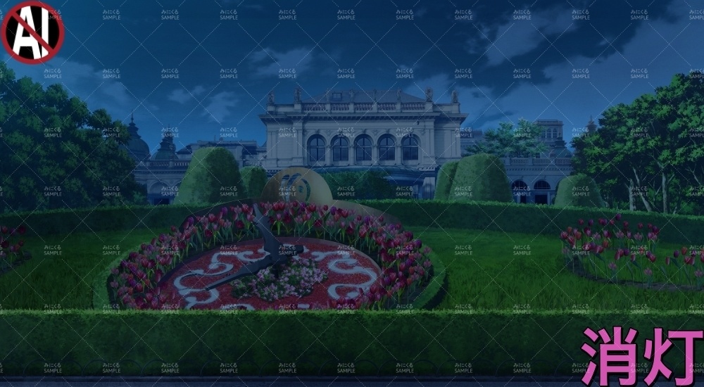 花時計の公園_春・文字あり/なし( ヨーロッパ風編part02-春-park_sp)