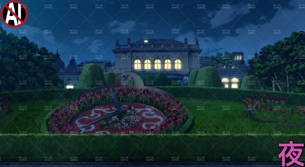 花時計の公園_春・文字あり/なし( ヨーロッパ風編part02-春-park_sp)