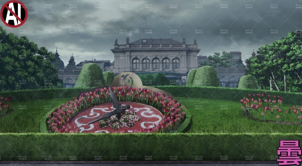 花時計の公園_春・文字あり/なし( ヨーロッパ風編part02-春-park_sp)