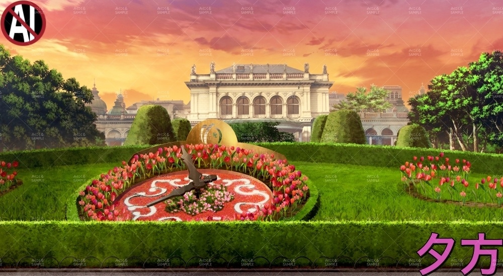 花時計の公園_春・文字あり/なし( ヨーロッパ風編part02-春-park_sp)