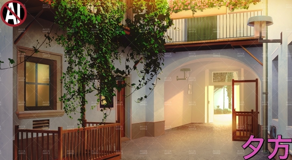 吹き抜けの小路_春( ヨーロッパ風編part02-春-alley02_sp)