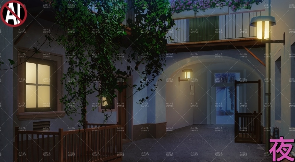 吹き抜けの小路_春( ヨーロッパ風編part02-春-alley02_sp)