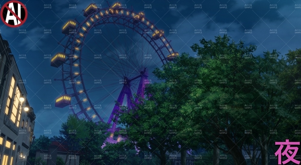 大観覧車の公園_春・雨( ヨーロッパ風編part02-春-kanransha_sp)