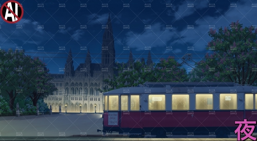 路面電車_春・花あり/花なし( ヨーロッパ風編part02-春-train_sp)