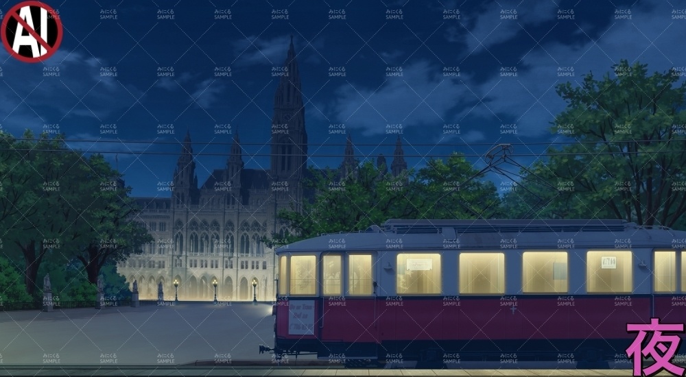 路面電車_春・花あり/花なし( ヨーロッパ風編part02-春-train_sp)