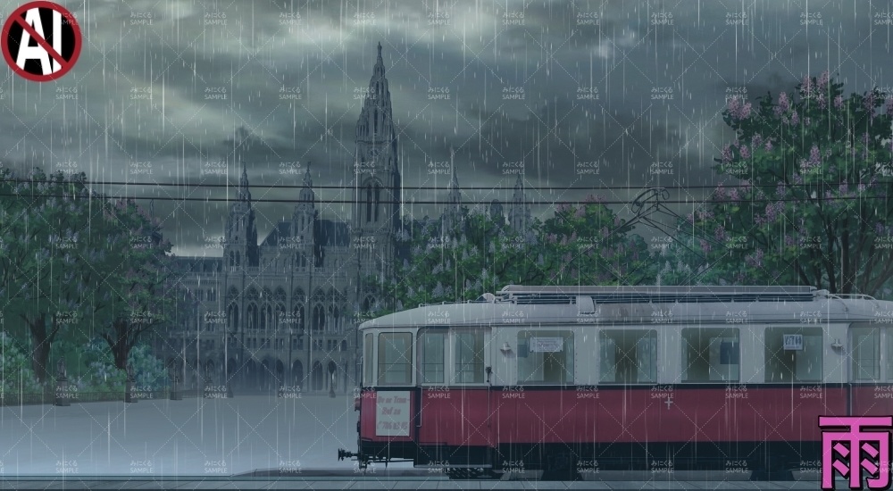 路面電車_春・花あり/花なし( ヨーロッパ風編part02-春-train_sp)