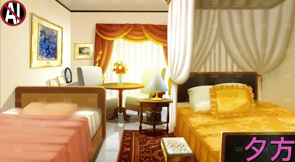 令嬢家の客室ツイン(お屋敷編part01&02&03-oyashiki012)
