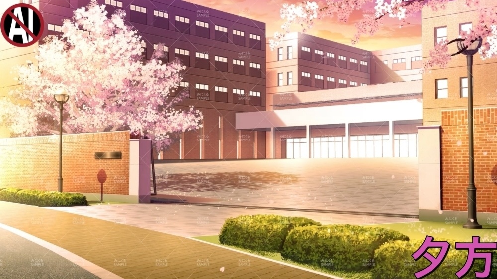 みにくる動く背景CG素材集『桜舞う学園』part01【素材集】