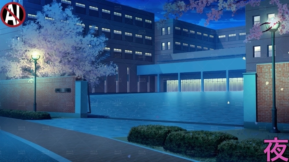 みにくる動く背景CG素材集『桜舞う学園』part01【素材集】