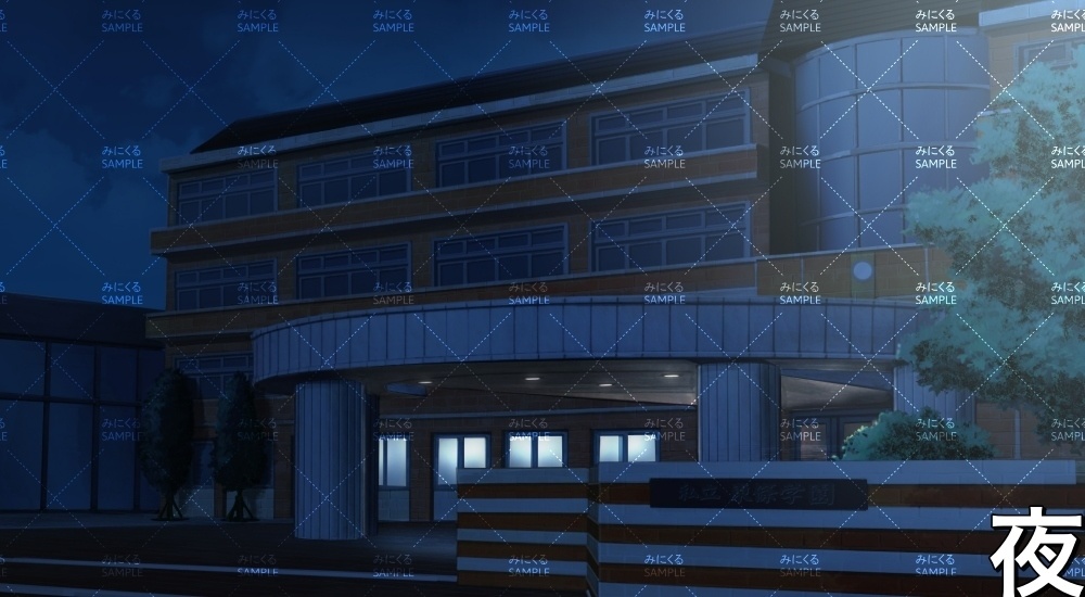 校舎外観・校門文字あり/なし(学園編part01&03-sdschool001)