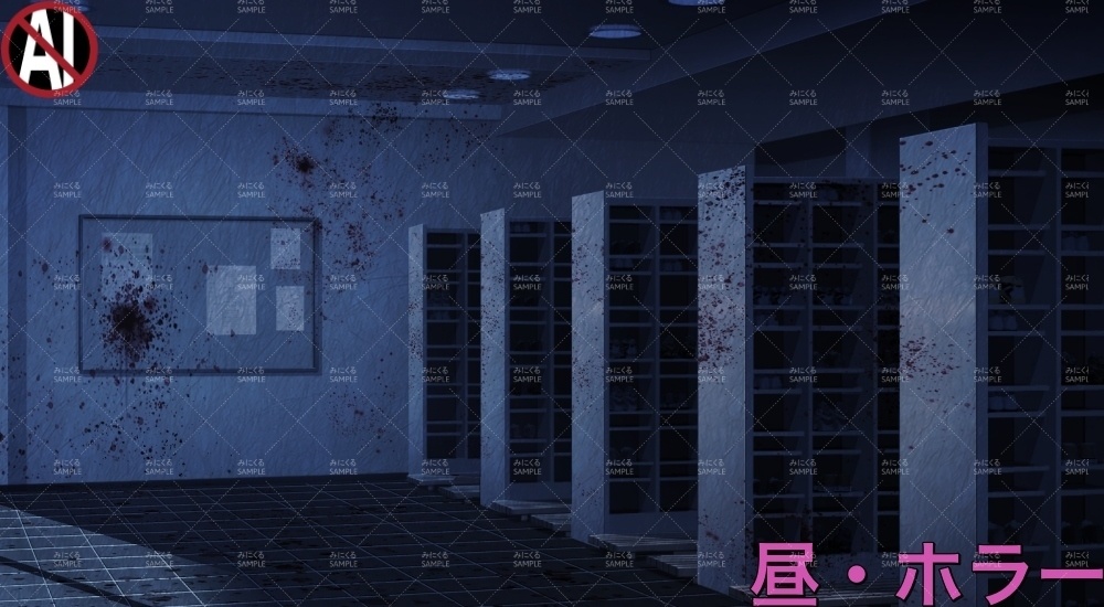 【背景素材】生徒玄関の下駄箱 (学園編part10-1711gakuen003)