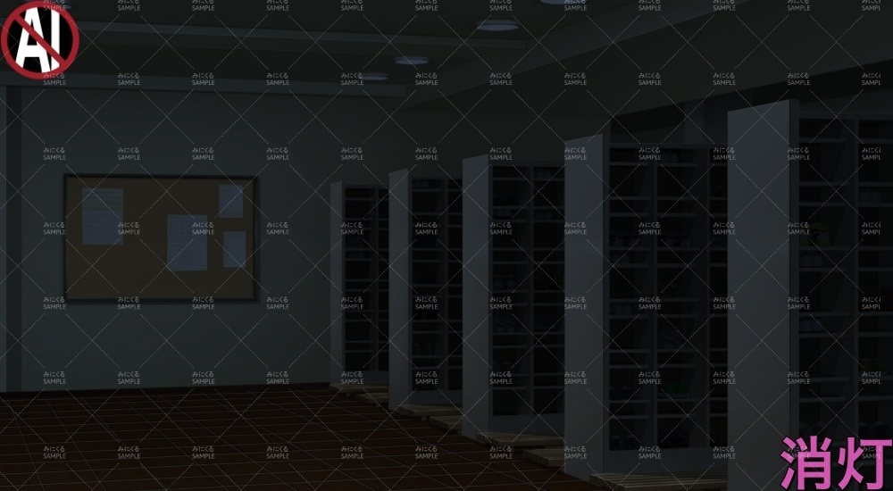 【背景素材】生徒玄関の下駄箱 (学園編part10-1711gakuen003)