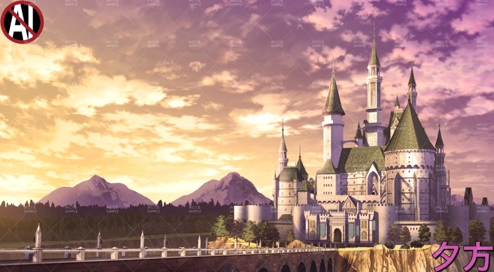 【背景素材】崖上の城(ファンタジー編part06-fan06a_castle)