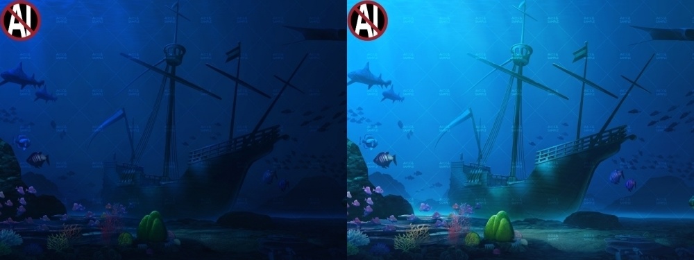 みにくる背景CG素材集『ファンタジー編』part07-海底神殿A-【背景素材集】