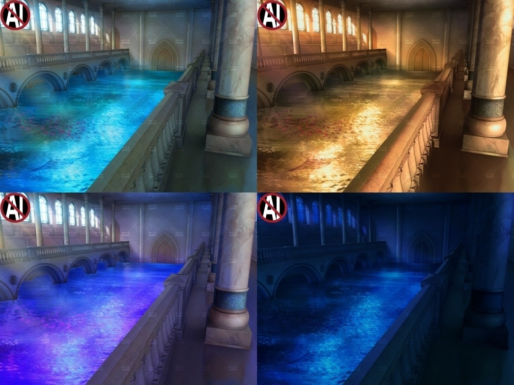 みにくる背景CG素材集『ファンタジー編』part07-海底神殿A-【背景素材集】