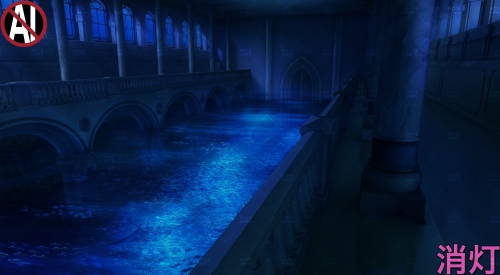 【背景素材】海上の神殿ホール(ファンタジー編part07A-sea_hall)