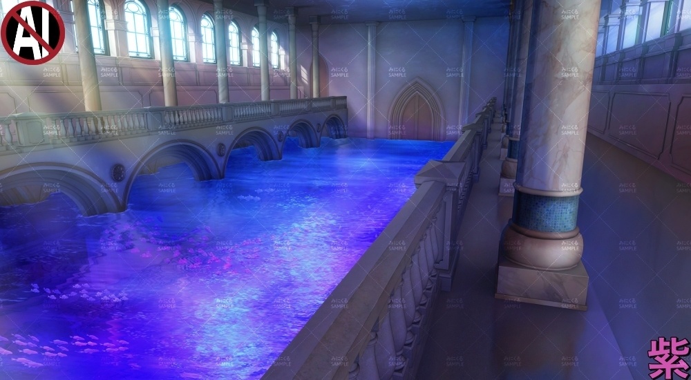 【背景素材】海上の神殿ホール(ファンタジー編part07A-sea_hall)