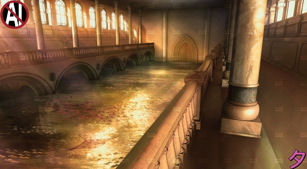 【背景素材】海上の神殿ホール(ファンタジー編part07A-sea_hall)