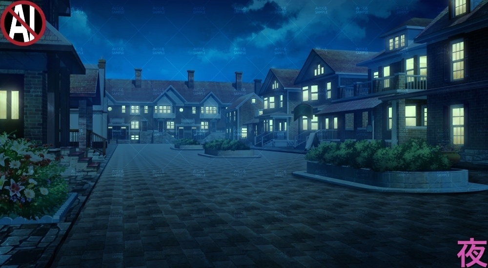 【背景素材】お洒落な街並み(ファンタジー編part04-022_uroad)