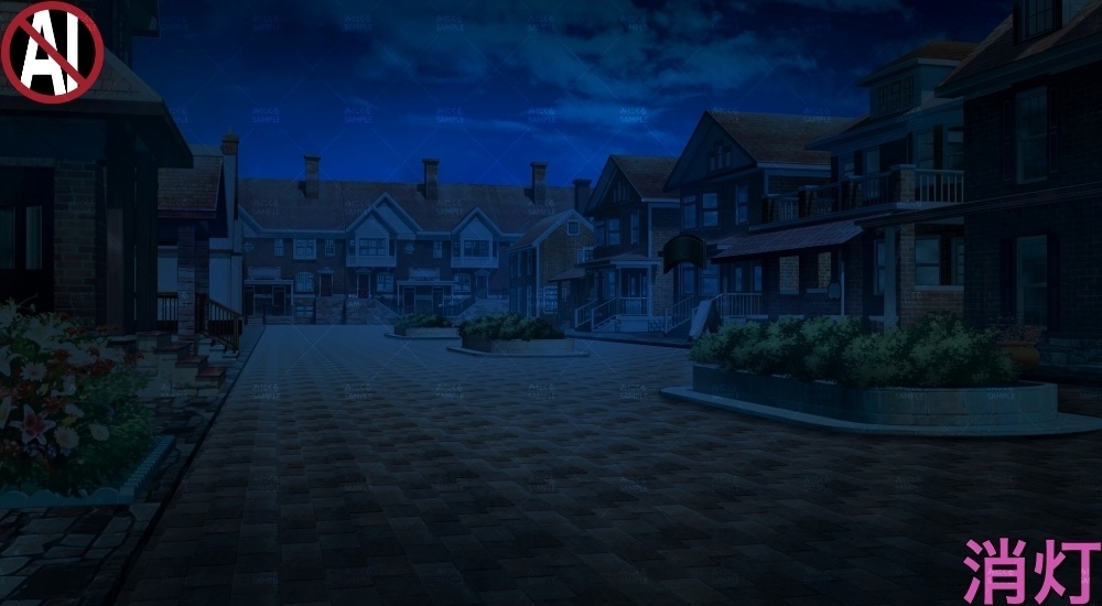 【背景素材】お洒落な街並み(ファンタジー編part04-022_uroad)