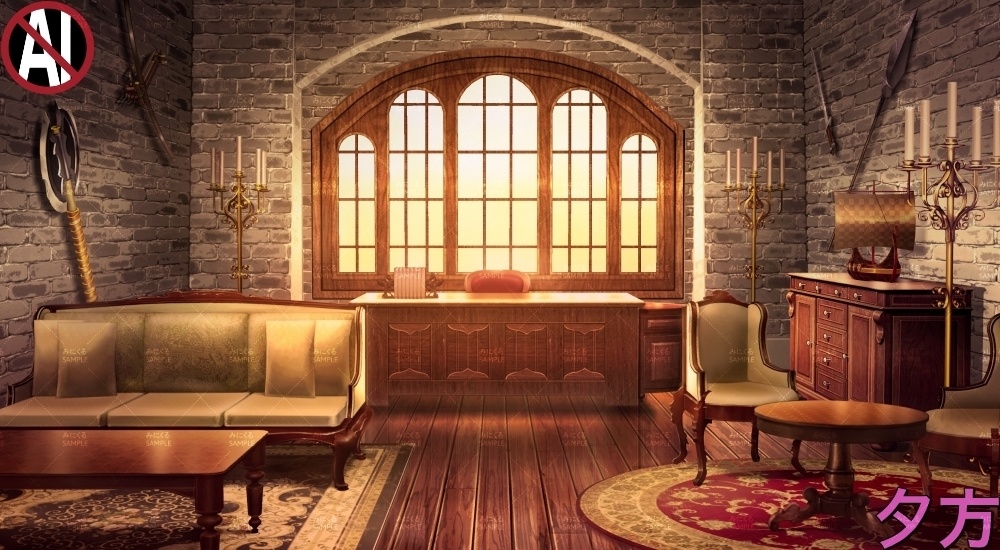 【背景素材】ギルド_執務室(ファンタジー編part04-021_guildroom)