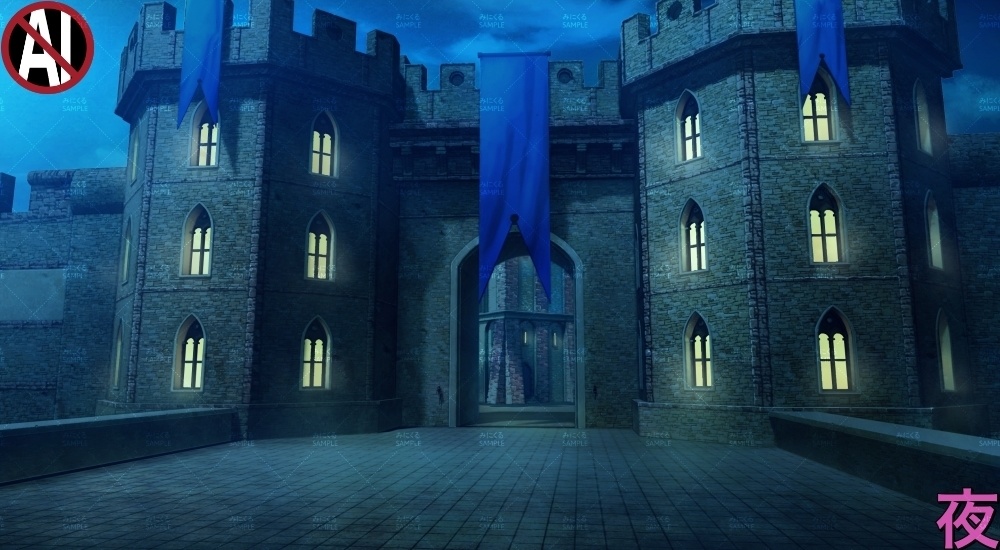 【背景素材】ギルド_城外観(ファンタジー編part04-026_marine)