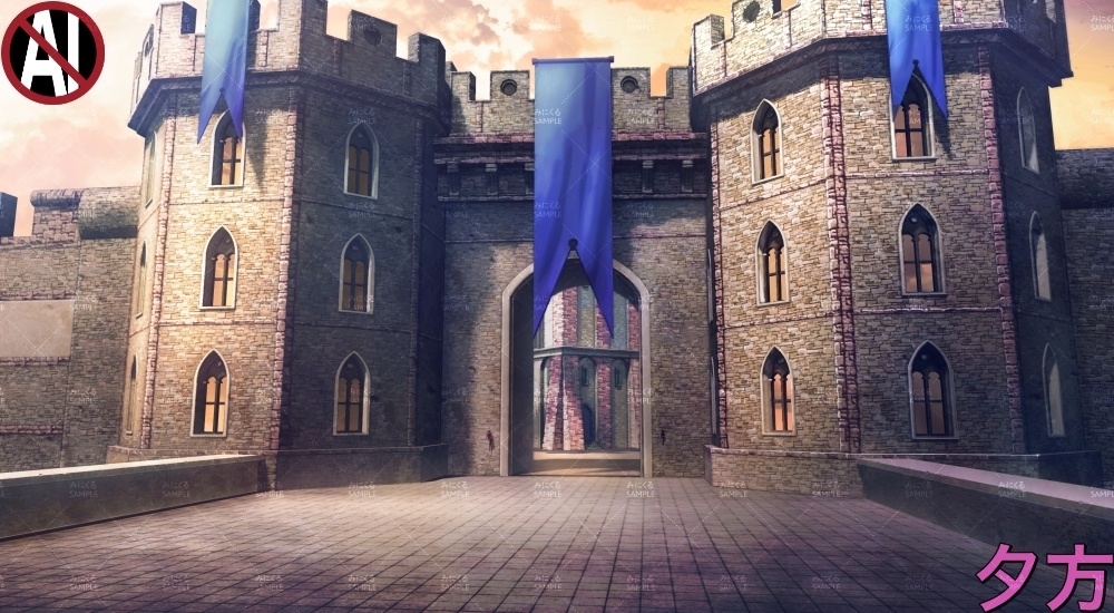 【背景素材】ギルド_城外観(ファンタジー編part04-026_marine)