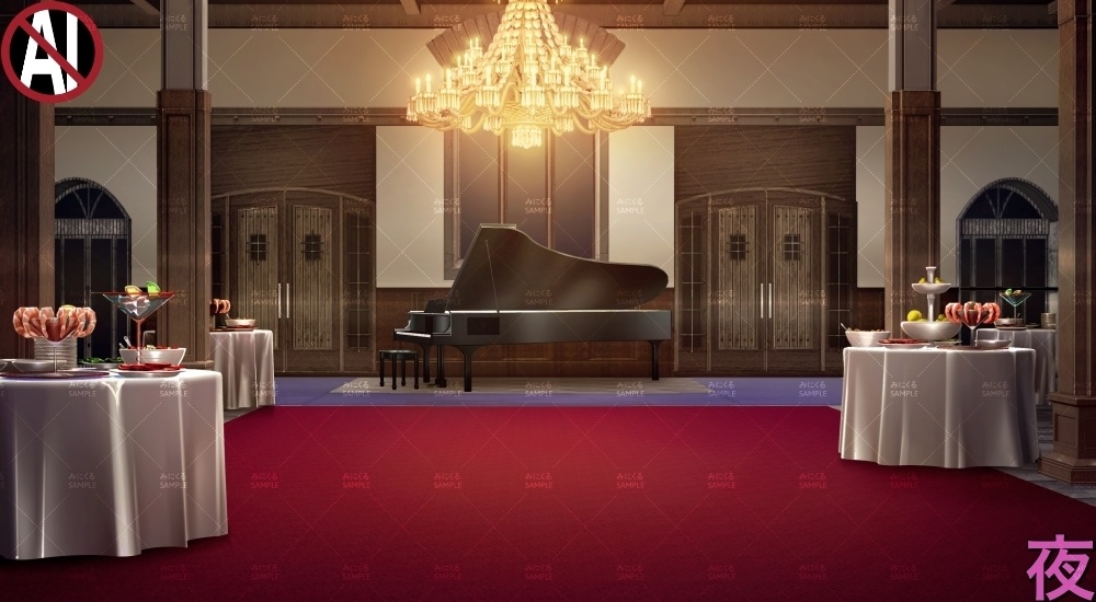 【背景素材】屋敷_パーティー会場(ファンタジー編part04-025_entrance_2)