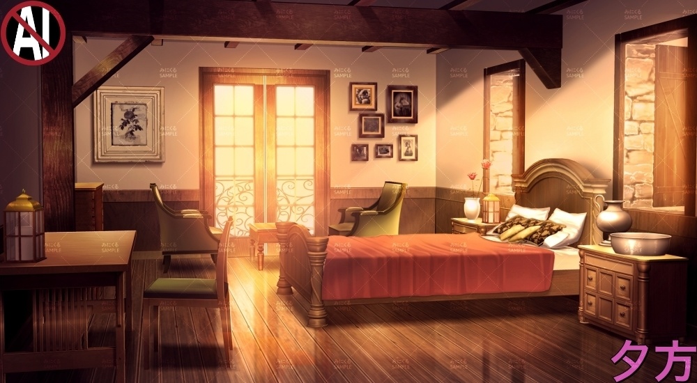 【背景素材】宿屋の部屋①(ファンタジー編part04-014_sinn-roomk)