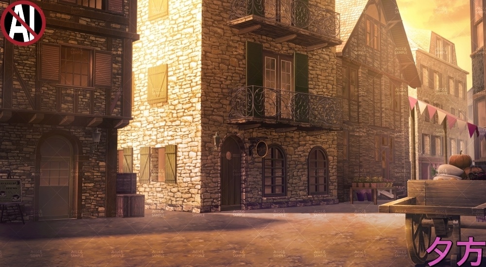 【背景素材】商店のある街並み②(ファンタジー編part04-013_sinn)