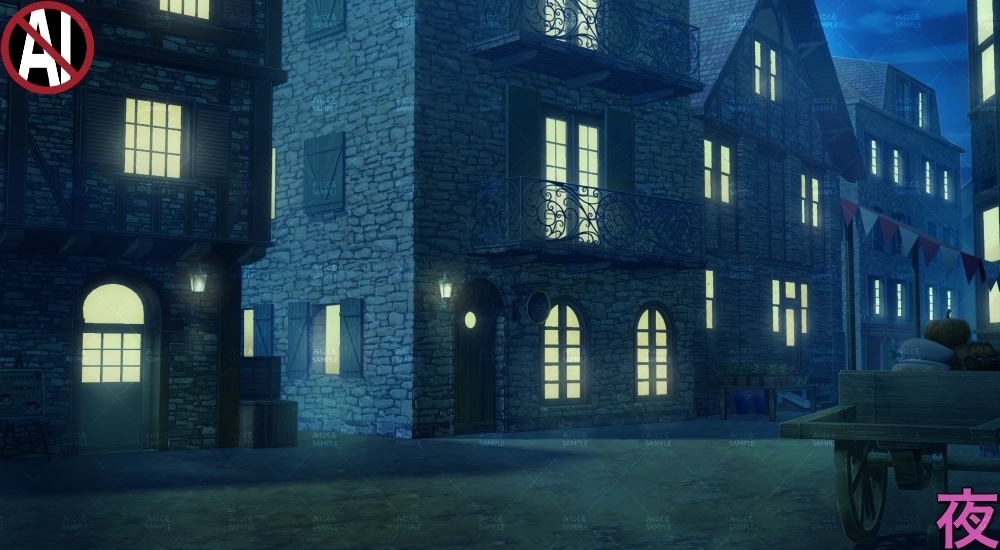 【背景素材】商店のある街並み②(ファンタジー編part04-013_sinn)