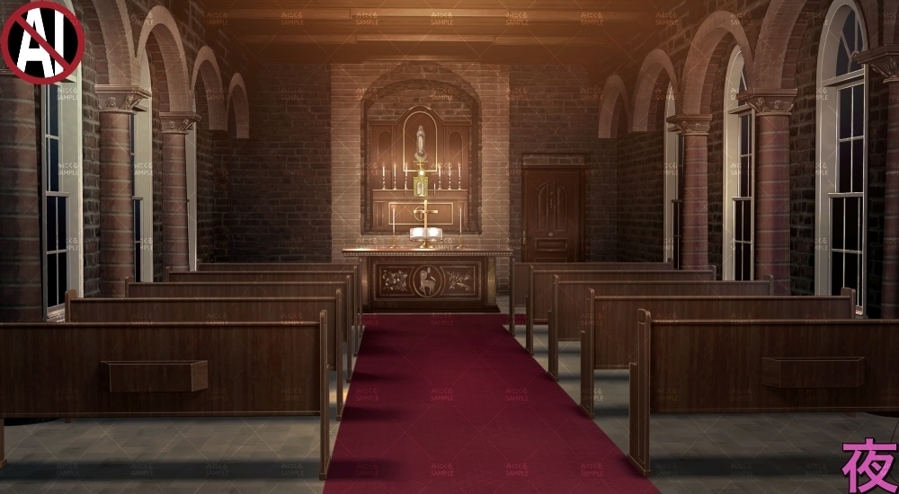 【背景素材】田舎の古教会_チャペル(ファンタジー編part04-018_chapel)