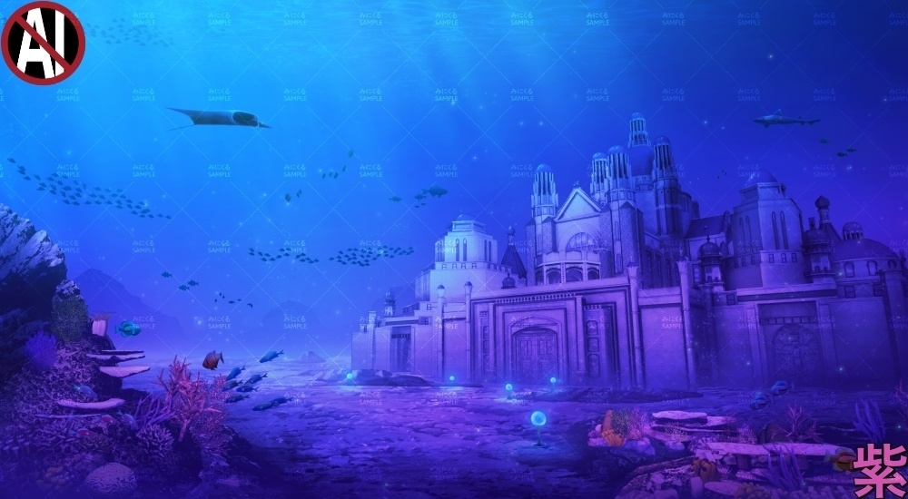 【背景素材】海底神殿の外観(ファンタジー編part07B-sea_castle)
