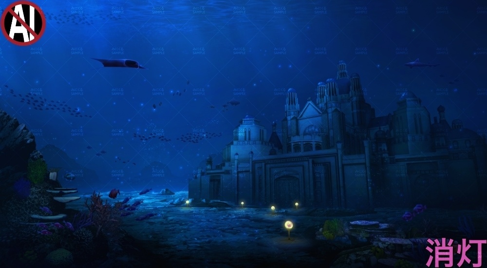 【背景素材】海底神殿の外観(ファンタジー編part07B-sea_castle)