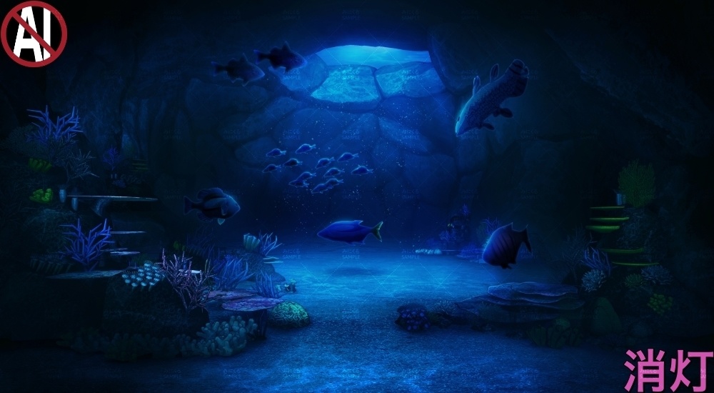 【背景素材】海底洞窟(ファンタジー編part07B-cave)