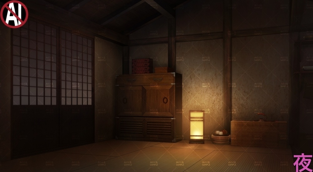 【背景素材】長屋①(江戸編part01C-nagayanai01)