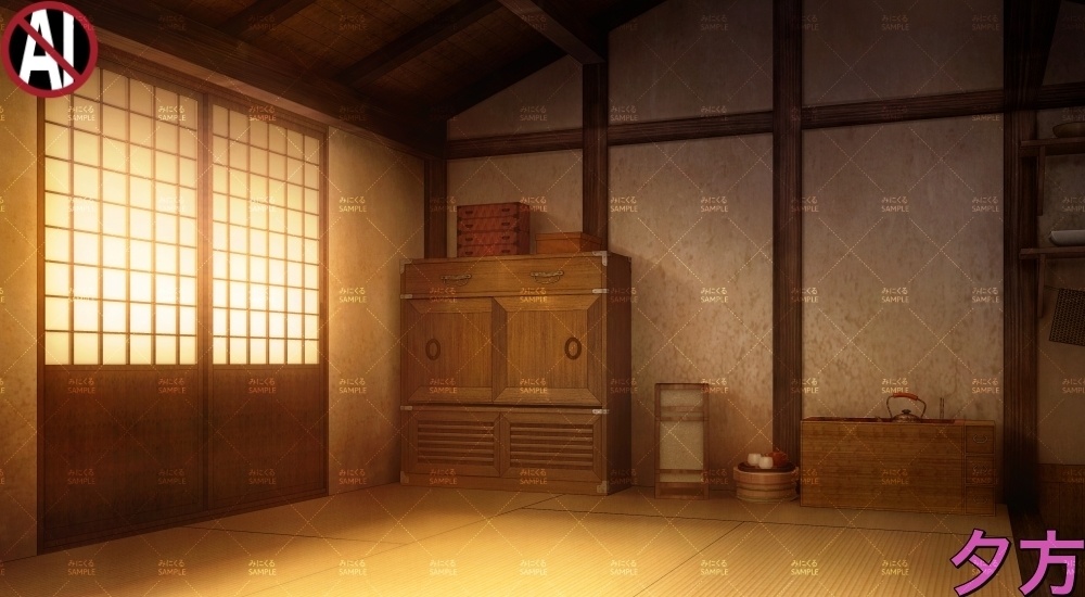 【背景素材】長屋①(江戸編part01C-nagayanai01)