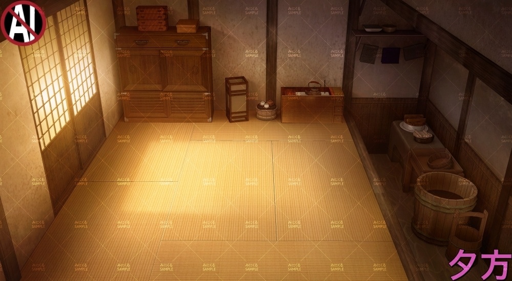 【背景素材】長屋④(江戸編part01C-nagayanai04)