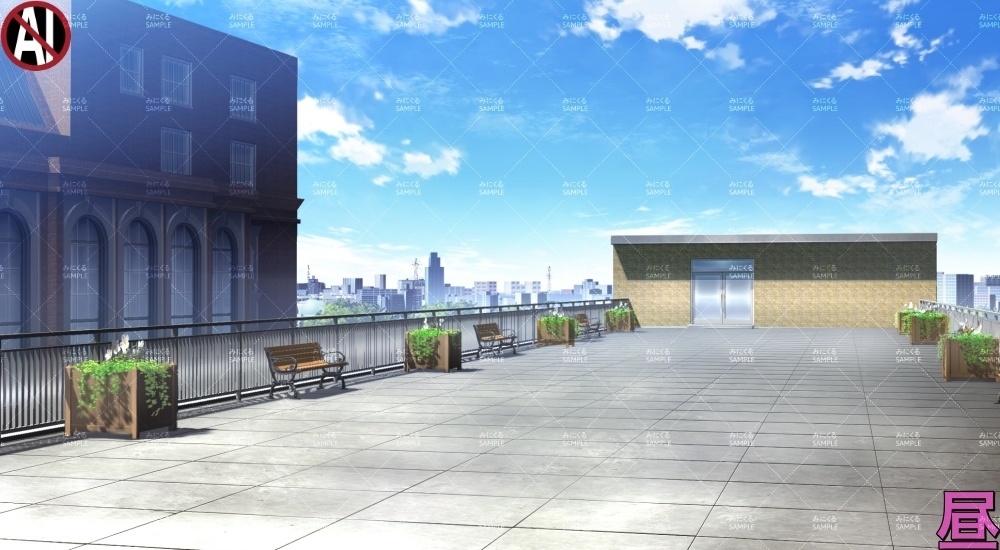 【背景素材】学校の屋上(学園編part13-cubg009)