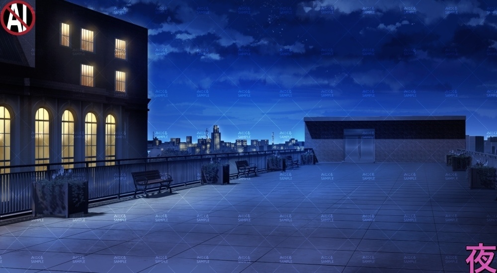 【背景素材】学校の屋上(学園編part13-cubg009)