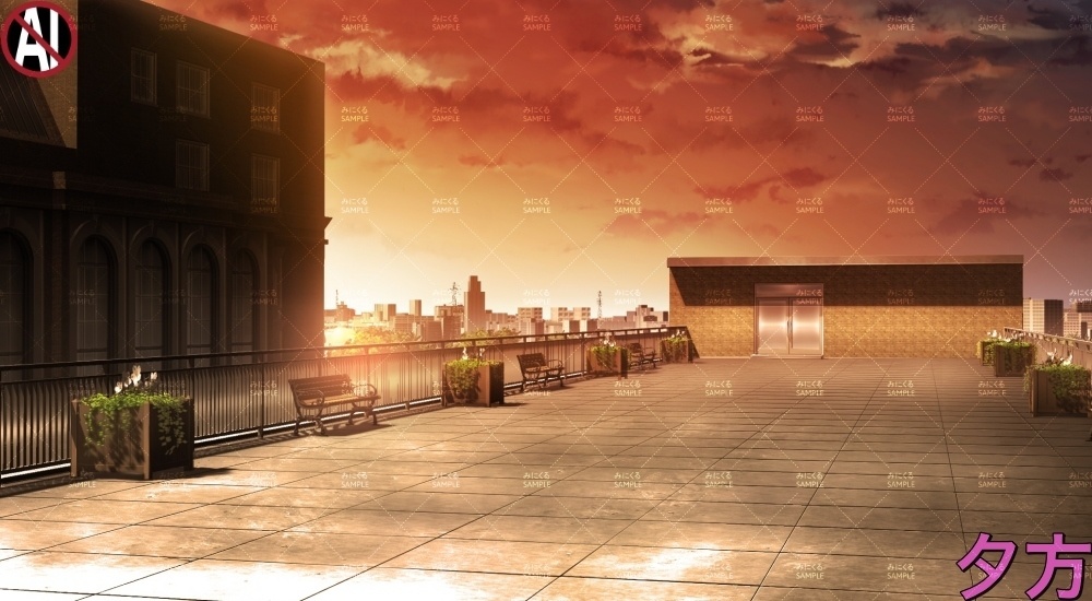 【背景素材】学校の屋上(学園編part13-cubg009)