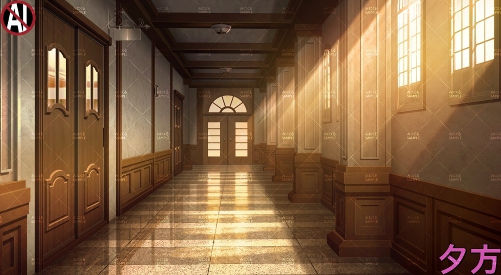 【背景素材】貴族・名門学校の廊下①(学園編part13-albg05)
