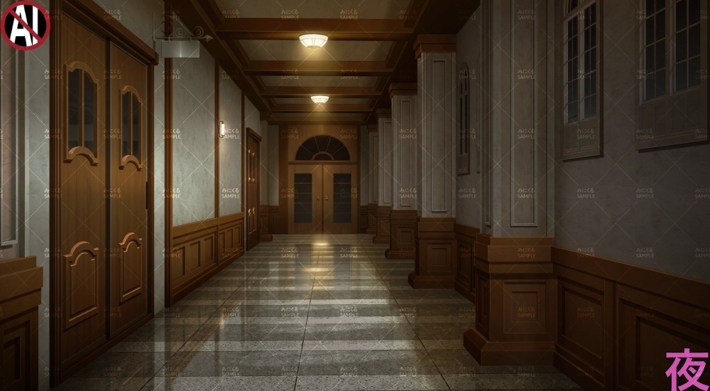 【背景素材】貴族・名門学校の廊下①(学園編part13-albg05)