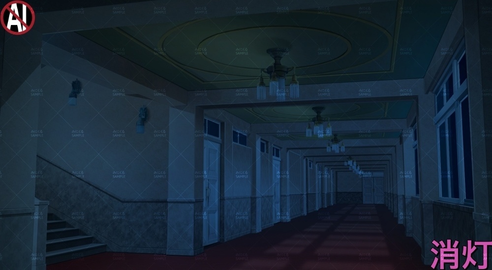 【背景素材】貴族・名門学校の廊下②(学園編part13-cubg003)