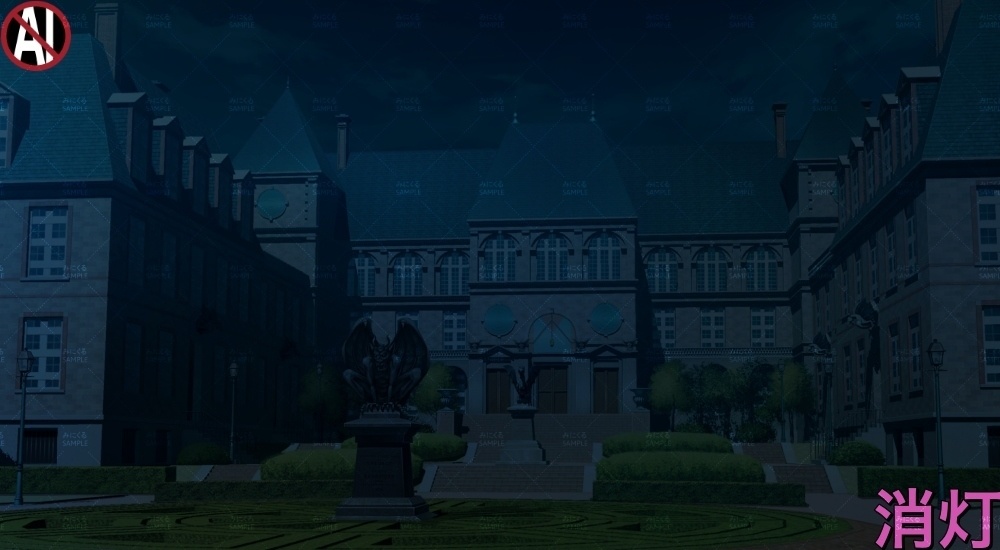 【背景素材】高級な学生寮外観_像あり/なし(学園編part13-cubg001)