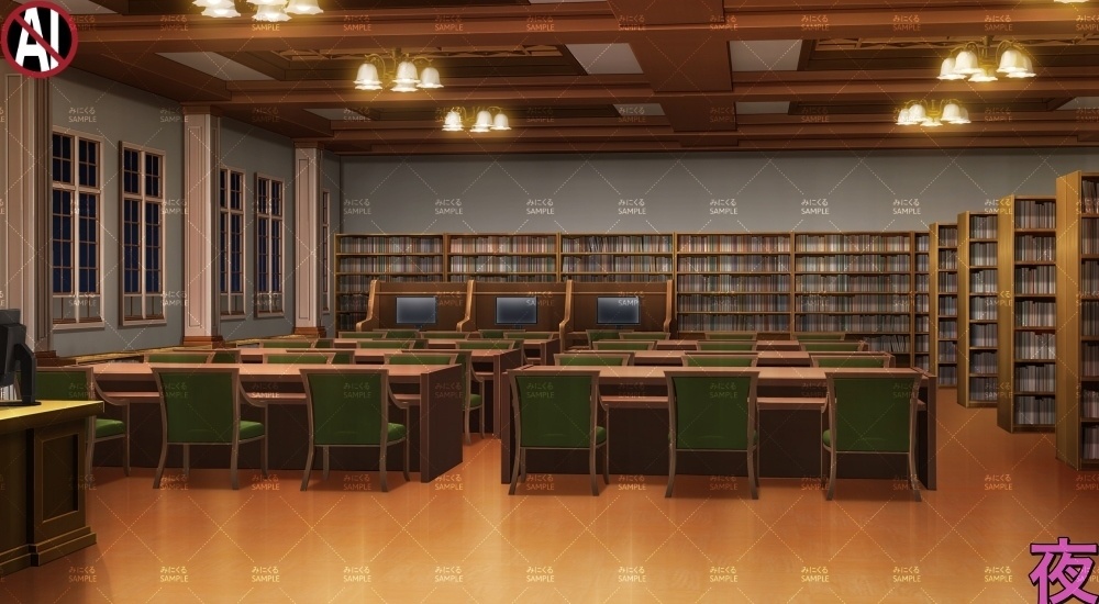 【背景素材】図書館①(学園編part13-albg09)
