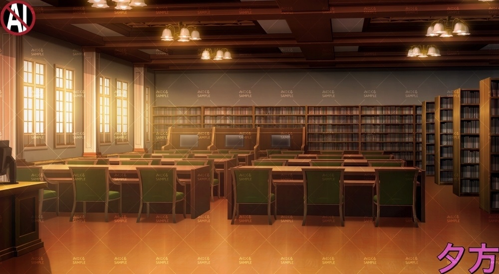 【背景素材】図書館①(学園編part13-albg09)