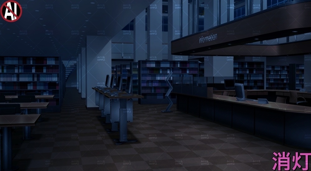 【背景素材】図書館②(学園編part13-cubg007)
